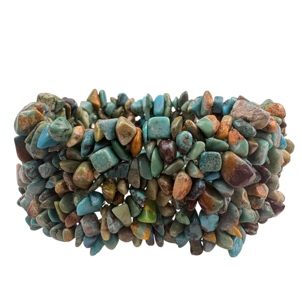 Elastic Turquoise Multicolor Gemstone Chunky Bracelet Stretch Fit