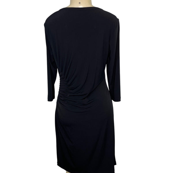 Calvin Klein Black Ruched Stretch Dress Womens