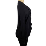Stizzoli Womens Black Knit Ruffled Edge Cardigan Size M