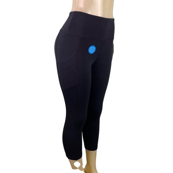 Marika Womens Black Capri Leggings With Pockets Small Stretchy Activewear