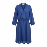 Lush Womens Blue Polyester Wrap Dress Knee-Length Elastic Waist Keyhole Size M