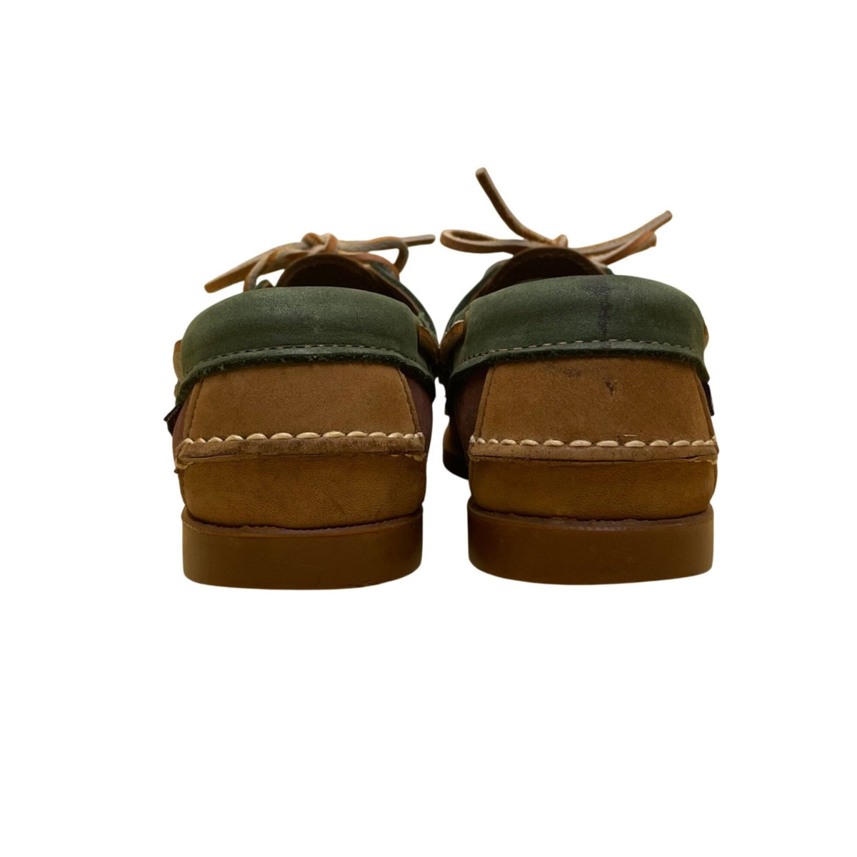 Sebago Women’s Brown & Green Leather 2 Eyes Docksides Boat Moc Toe Shoes Size 7.