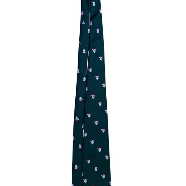 Cape Cod Mens Green Polyester/Silk Santa Claus Pattern Christmas Necktie