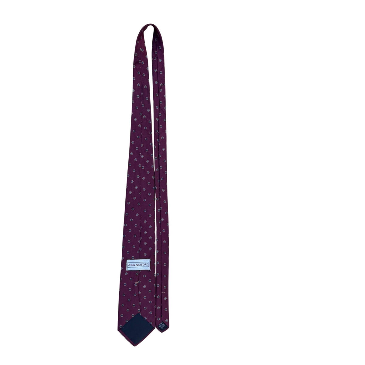 John Ashford Mens Purple Silk Floral Print Tie 3.5" Wide