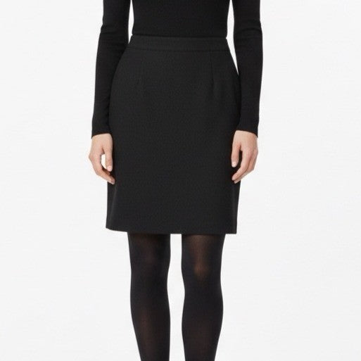 United Colors Of Benetton Womens Black Virgin Wool Pencil Skirt Size 46
