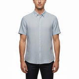 Perry Ellis Mens Light Blue Linen Short Sleeve Shirt Sz XL