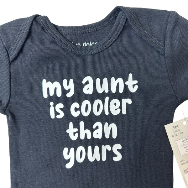 Okie Dokie "My Aunt Is Cooler Than Yours" Baby Bodysuit 3M black - New