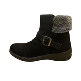 Patrizia By Spring Step Women’s Black Faux Suede Fur-Lined Ankle Boots Size 8