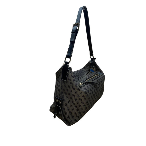 Dooney & Bourke Women’s Gray/Black Canvas Monogram Adjustable Strap Shoulder Bag