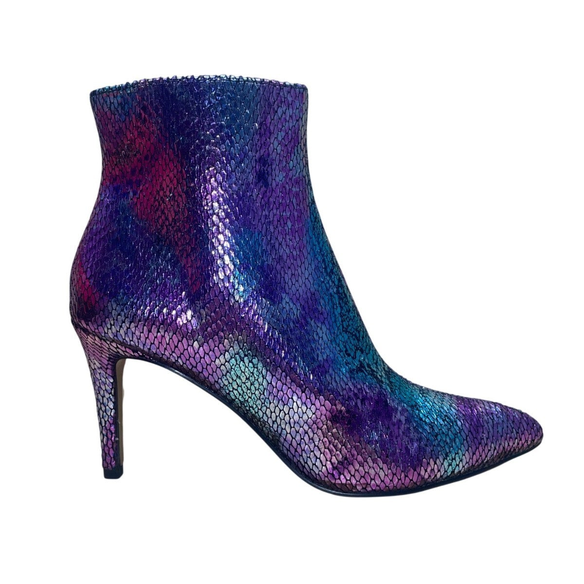 Betsey Johnson Women’s Purple Faux Snakeskin Albaa Ankle Heeled Booties Size 8M