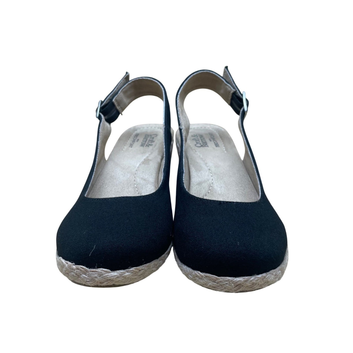 Croft & Barrow Women’s Black Wedge Espadrille Tecomfort Slingback Sandals Size 7