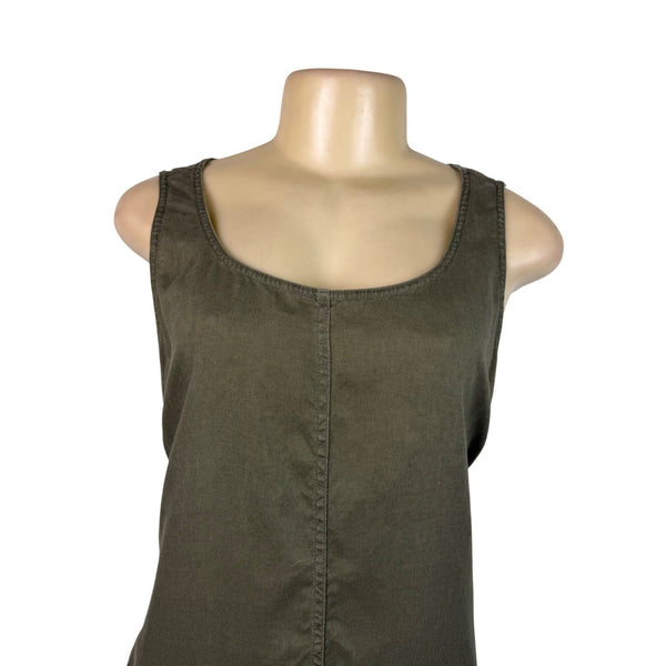 J Jill Womens Olive Linen Tank Shift Dress Sleeveless Relaxed Fit Size M