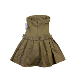 Francescas Womens Khaki Cotton Strapless Belted Dress Pleated Casual Chic Sz XS 
