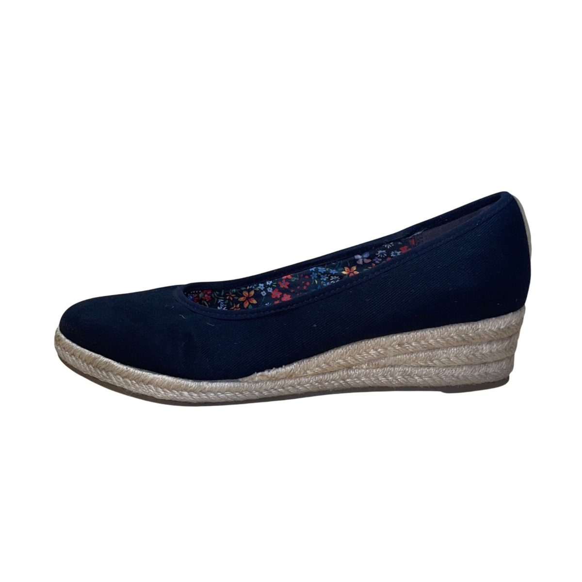 LifeStride Velocity Women’s Black Fabric Karma Wedge Espadrille Shoes Size 9.5M