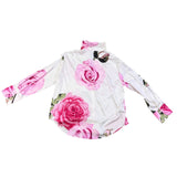 Fashion Nova Womens White Floral Roses Button-Up Shirt Size XL