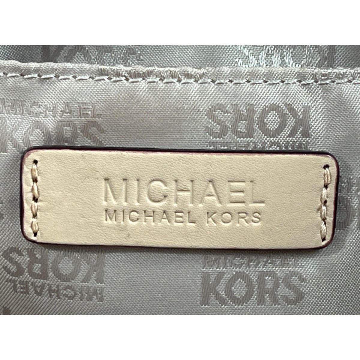 Michael Kors Women's Beige Logo Pattern Satchel Handbag Sz L