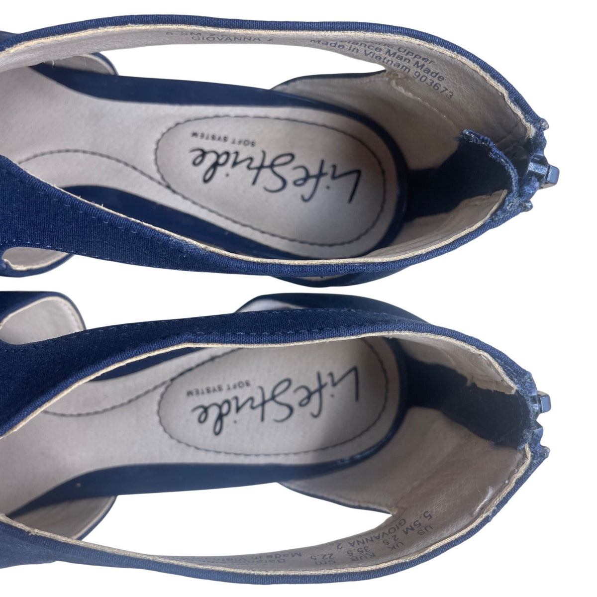 LifeStride Women’s Navy Fabric Zip Up Giovanna 2 Soft System Pumps Size 5.5M