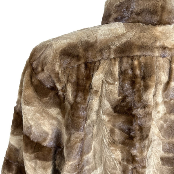 Vintage Gartenhaus Brown Long Fur Coat for Women