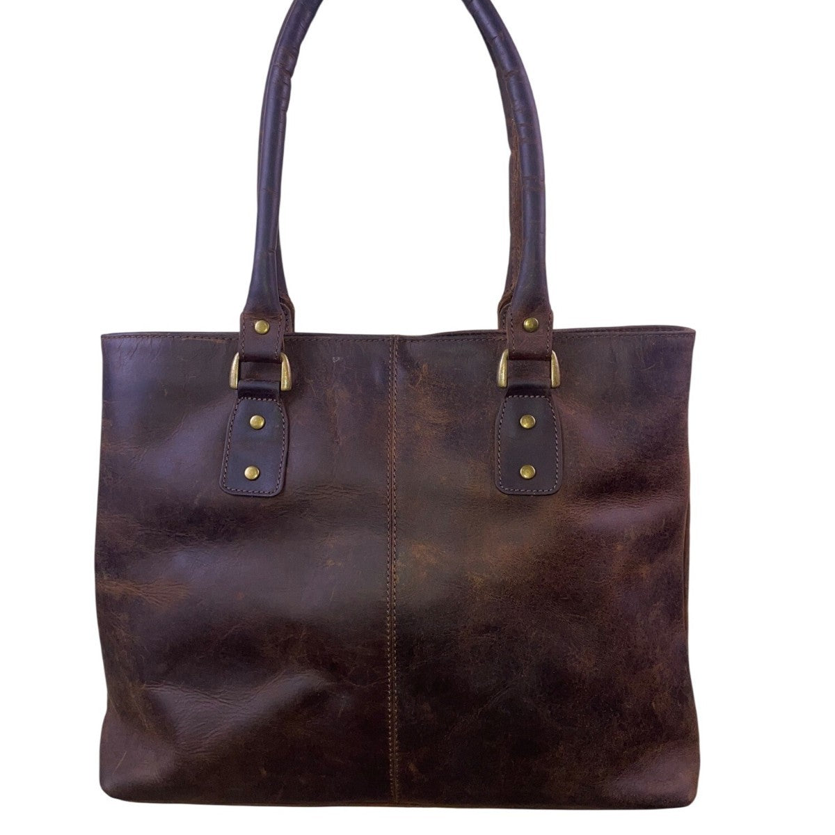 Serrv Women’s Brown Leather Timeless Design With Double Handles Tote Bag