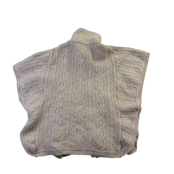 Aran Crafts Womens Beige Merino Wool Cable Knit Buttoned Cape Ireland Sz M/L 