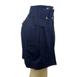 Women’s Grey Cotton High Waist Belted Skirt With Buttons