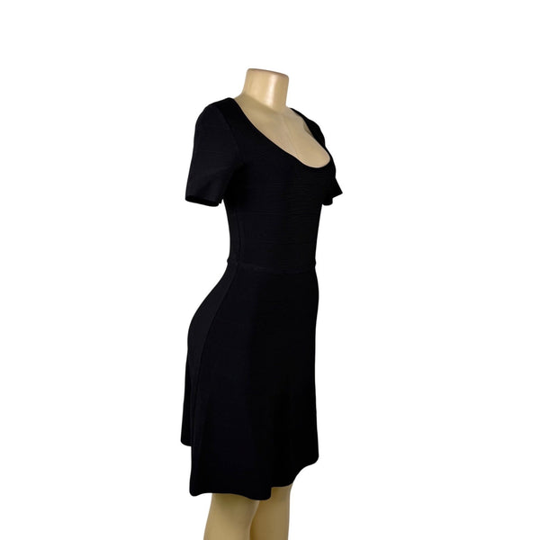 White House Black Market Womens Black  Scoop Neck Short Sleeve Dress Sz XS