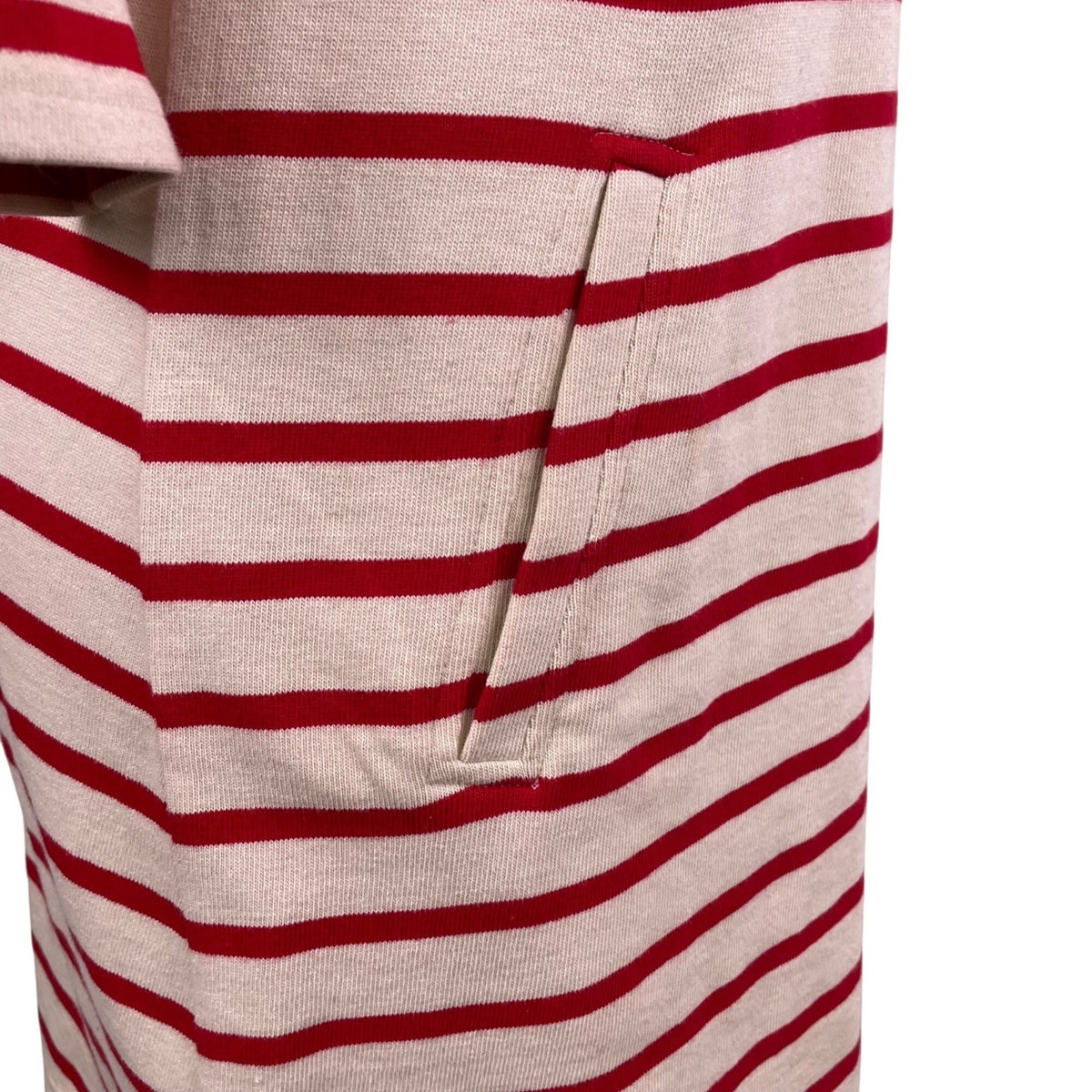 Lilla  P Womens Red / White Striped Dress 3/4 Sleeve Pockets Casual Sz XS