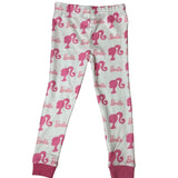 Barbie Girls Long Sleeve Pajama Set With Pink Logo & Silhouette White Sz 2T- NEW