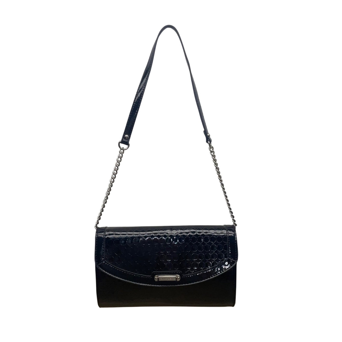 Nine West Women’s Black Patent Leather With Shoulder Chain Strap Clutch