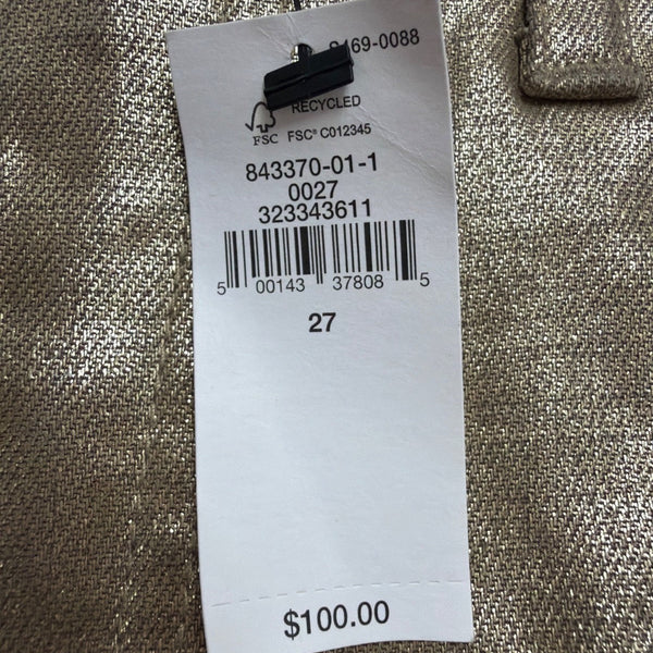 Banana Republic Womens Gold Metallic High-Rise Straight Jean Sz 27