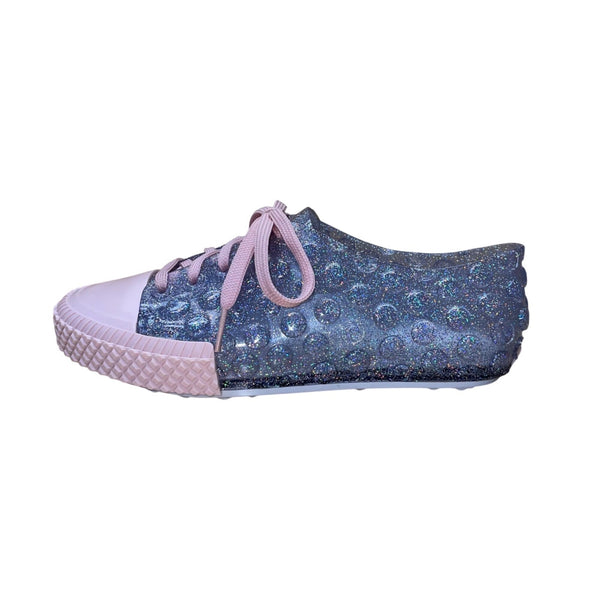 Melissa Kids Purple & Pink Glitter Lace-Up Cap Toe Sneakers Size 6US