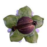 Cara China Green/Purple Porcelain Floral Brooch Flower Bouquet Made England