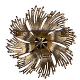 Monet Womens Gold Tone Metal Floral Fringe Brooch Pin Signed Vintage Jewelry