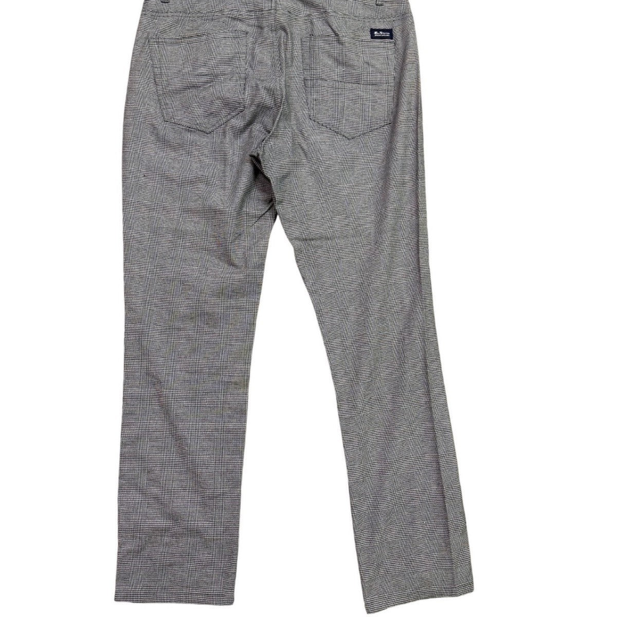 Ben Sherman Mens Gray Stretch Cotton Pants Plaid Regular Fit Size 34W X 32L