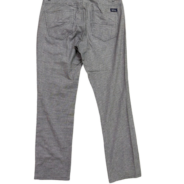 Ben Sherman Mens Gray Stretch Cotton Pants Plaid Regular Fit Size 34W X 32L