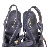Women’s Black Suede Tassel Strappy Design Kalie Wedge Sandals Size 5