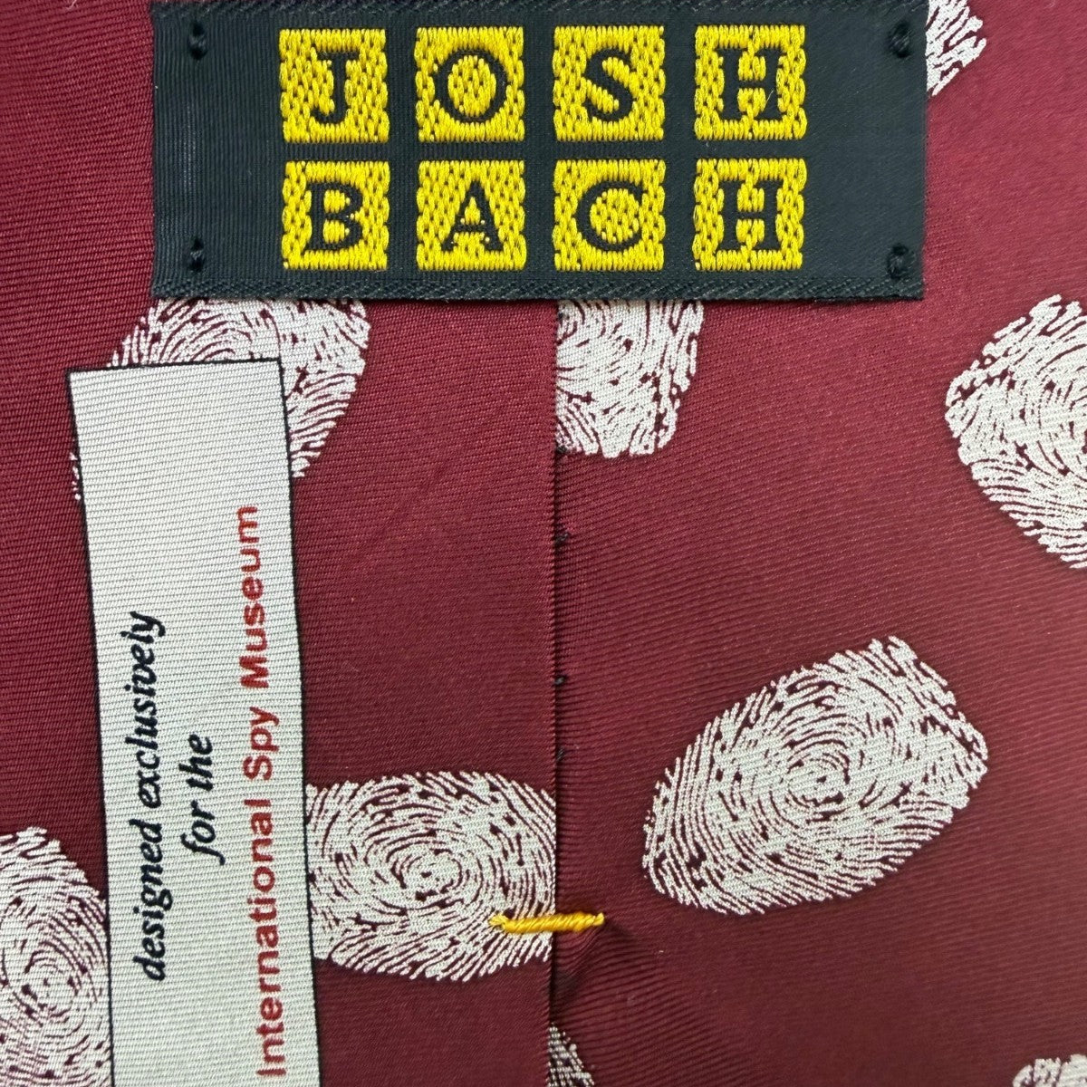 Josh Bach Men’s Red Silk Fingerprint Print Neck Tie Stylish Accessory