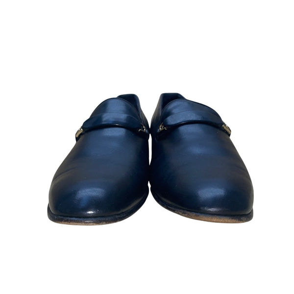 Bally Men’s Black Leather Strap accent Round Toe Slip-On Loafers Size 8