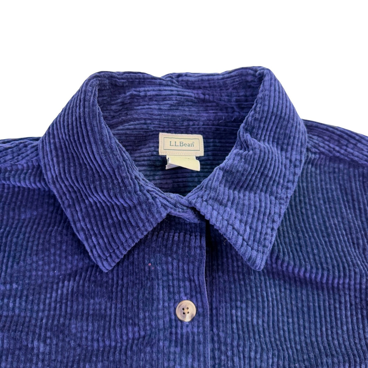L.L.Bean Womens Navy Cotton Corduroy Button-Down Shirt Long Sleeve Sz M-Regular