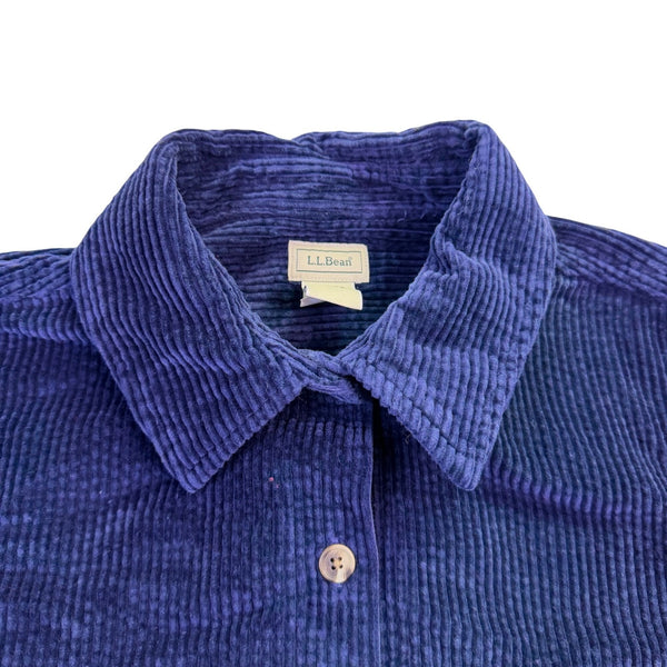L.L.Bean Womens Navy Cotton Corduroy Button-Down Shirt Long Sleeve Sz M-Regular
