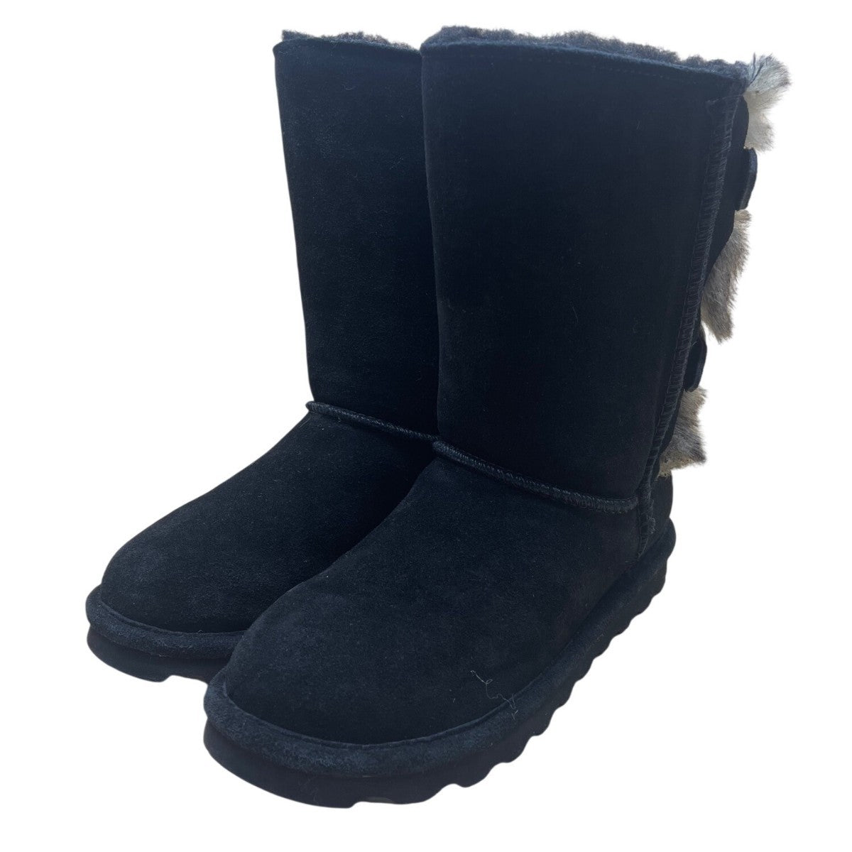Bearpaw Women’s Black Cow Suede Faux Fur Lined Mid-Calf Winter Boots Size 6