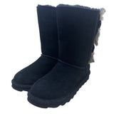 Bearpaw Women’s Black Cow Suede Faux Fur Lined Mid-Calf Winter Boots Size 6
