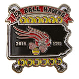 PA Ball Hawks Baseball Team Trading Pin With Black Red & Yellow Design