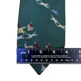 Britches Mens Green Silk Jockey Horse Riding Scene Neck Tie Approx. 57.5