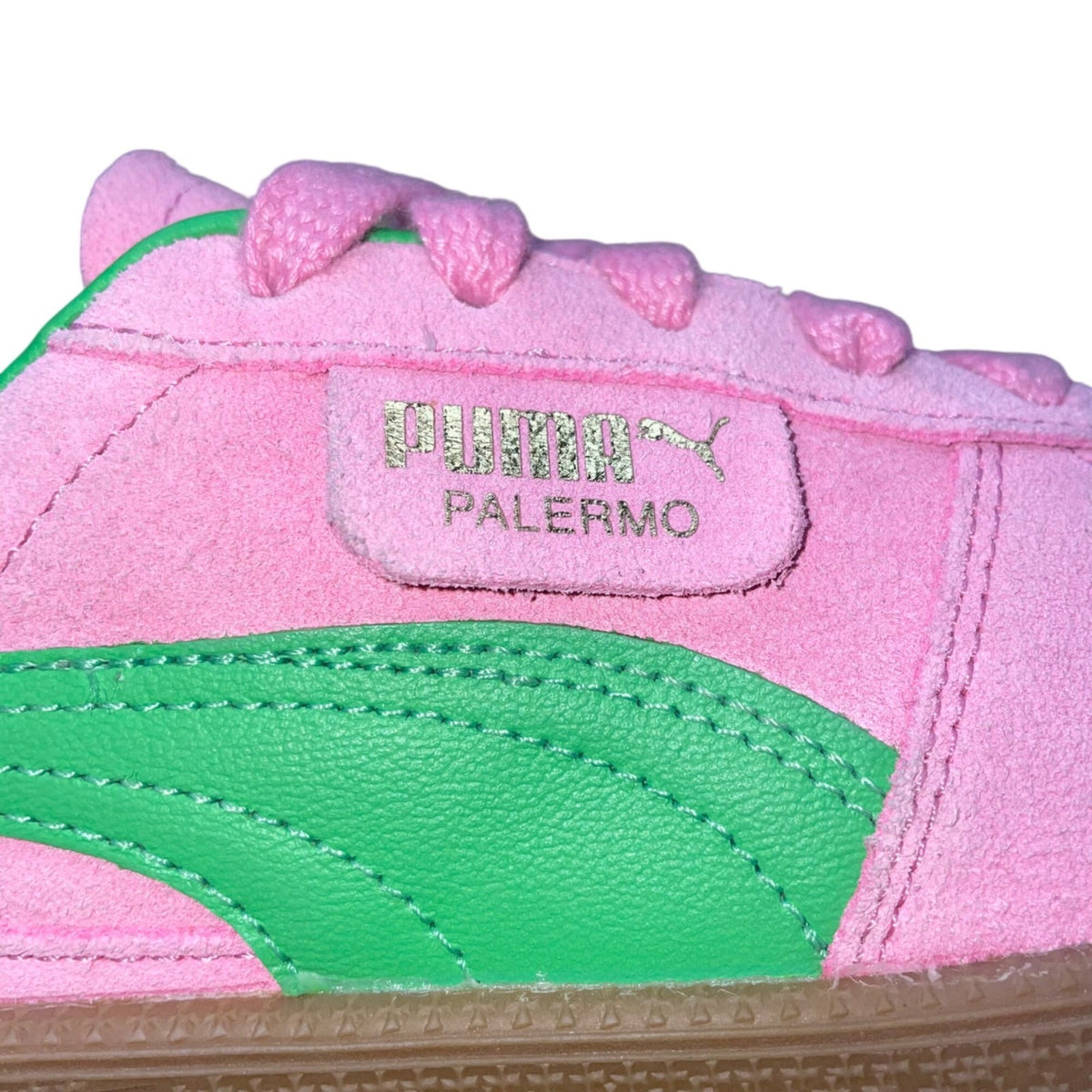 Puma Women’s Pink & Green Suede Lace Up Casual Palermo Sneakers Size 8