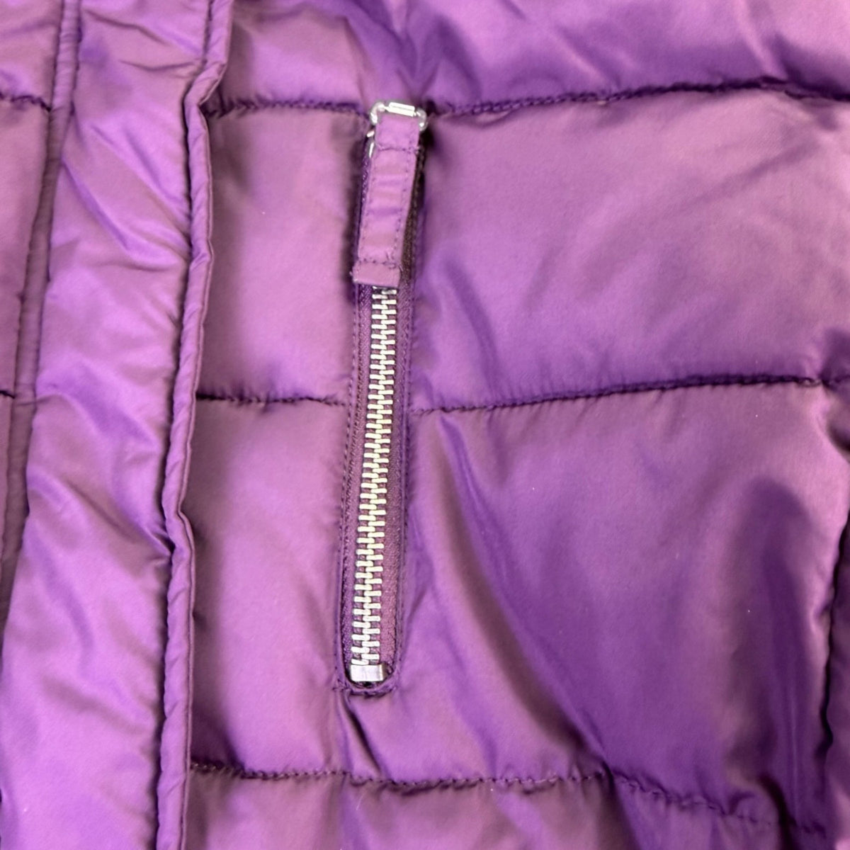U.S. Polo Assn. Womens Purple Puffer Jacket With Hood Large Zippered