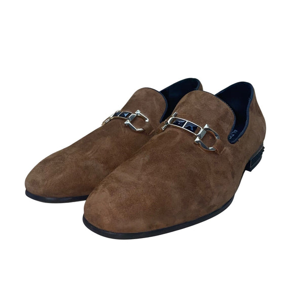 ALDO Men’s Brown Suede Slip-On Horsebit Detail Studded Heel Loafers Size 10