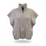 Aran Crafts Womens Beige Merino Wool Cable Knit Buttoned Cape Ireland Sz M/L 