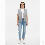 Gray Womens Knit Button-Up Sleeveless Cardigan Vest Recycled Fabric Size M - New