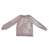 Chicos Womens Beige Embroidered Floral Design Knit Sweater Size M